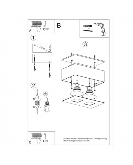 Plafon MONO 2 czarny Sollux SL.0071