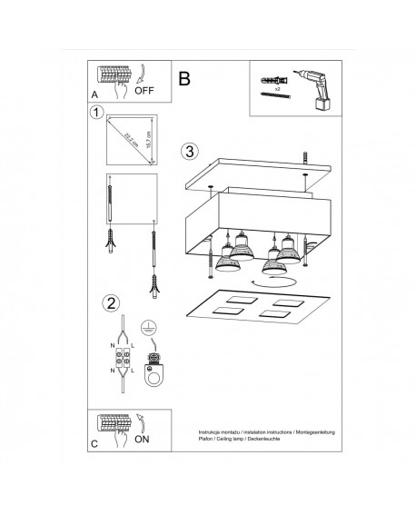 Plafon MONO 4 biały Sollux SL.0069