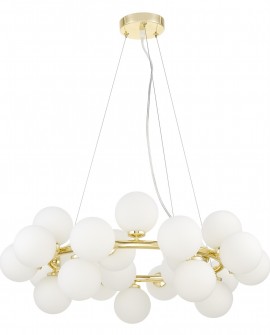 LAMPA WISZĄCA NOWOCZESNA ZŁOTO KLASYCZNE BIAŁE KULE MARSIADA 25 LUMINA DECO