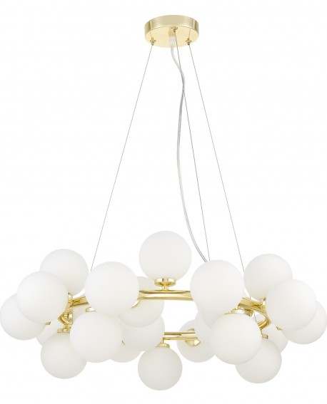 LAMPA WISZĄCA NOWOCZESNA ZŁOTO KLASYCZNE BIAŁE KULE MARSIADA 25 LUMINA DECO