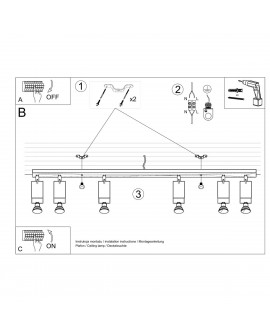 Plafon MERIDA 6L szary Sollux SL.0462