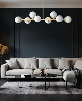 LAMPA WISZĄCA SUFITOWA NOWOCZESNA ZŁOTO KLASYCZNE BIAŁE KULE FINO 8