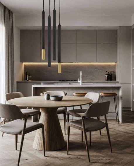 NOWOCZESNA LAMPA WISZĄCA CZARNO-ZŁOTA TUBA SLIM W1