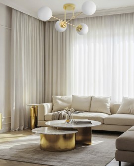 LAMPA WISZĄCA SUFITOWA ŻYRANDOL NOWOCZESNA ZŁOTO KLASYCZNE BIAŁE KULE FINO 4