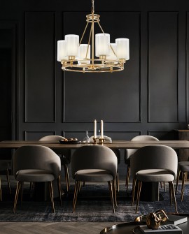 LAMPA WISZĄCA ŻYRANDOL NOWOCZESNY ZŁOTY MARIETTA W6 LUMINA DECO