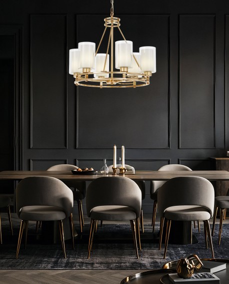 LAMPA WISZĄCA ŻYRANDOL NOWOCZESNY ZŁOTY MARIETTA W6 LUMINA DECO