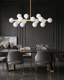 LAMPA WISZĄCA SUFITOWA NOWOCZESNA ZŁOTO KLASYCZNE BIAŁE KULE PETRICA 16 LUMINA DECO