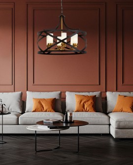 LAMPA WISZĄCA SUFITOWA LOFT CZARNO-MOSIĘŻNA ASTILA W6 LUMINA DECO