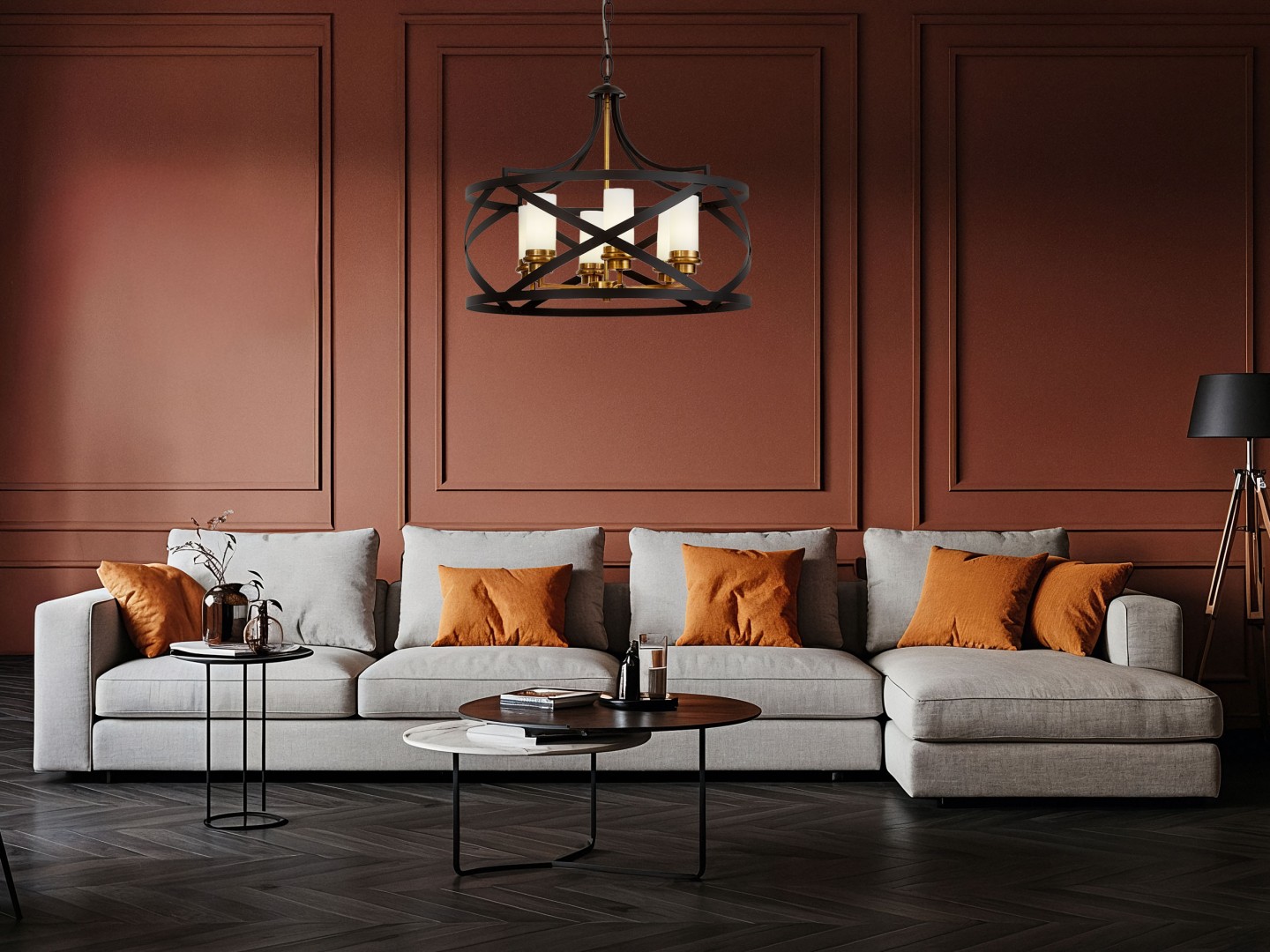 lampa wisząca loft astila w6 lumina deco aranżacja salonu czarno złota szczotkowana