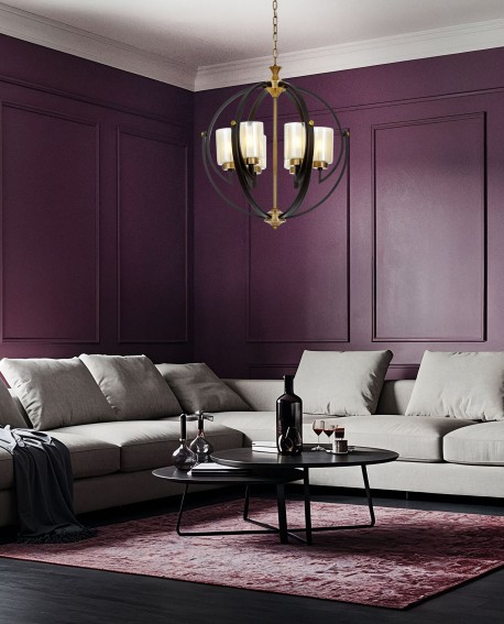 LAMPA WISZĄCA LOFT CZARNO-MOSIĘŻNA BERGEN W6 LUMINA DECO