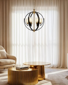 LAMPA WISZĄCA LOFT CZARNO-MOSIĘŻNA BERGEN W6 LUMINA DECO