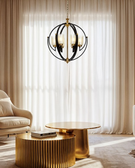 LAMPA WISZĄCA LOFT CZARNO-MOSIĘŻNA BERGEN W6 LUMINA DECO