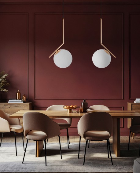 LAMPA WISZĄCA NOWOCZESNA ZŁOTA BIAŁA KULA SORENTO 20 LUMINA DECO