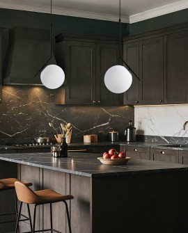 LAMPA WISZĄCA NOWOCZESNA CZARNA BIAŁA KULA SORENTO 20 LUMINA DECO