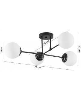 LAMPA WISZĄCA SUFITOWA ŻYRANDOL NOWOCZESNA CZARNA BIAŁE KULE FINO 4