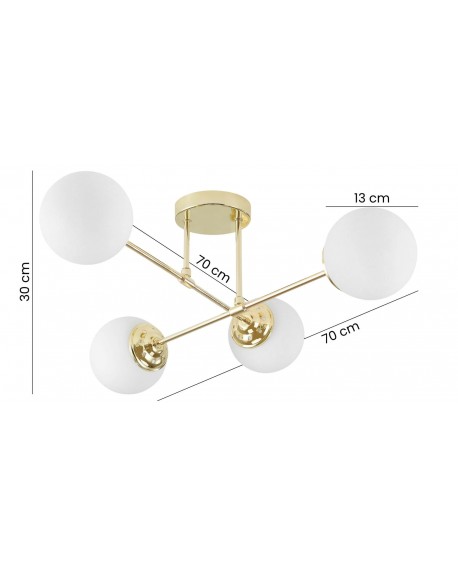 LAMPA WISZĄCA SUFITOWA ŻYRANDOL NOWOCZESNA ZŁOTO KLASYCZNE BIAŁE KULE FINO 4