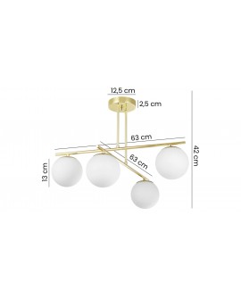 LAMPA SUFITOWA WISZĄCA ŻYRANDOL NOWOCZESNA ZŁOTO KLASYCZNE BIAŁE KULE LEDO 4