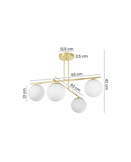 LAMPA SUFITOWA WISZĄCA ŻYRANDOL NOWOCZESNA ZŁOTO KLASYCZNE BIAŁE KULE LEDO 4