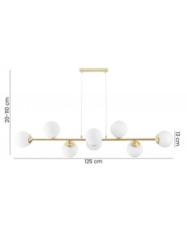 LAMPA WISZĄCA SUFITOWA ŻYRANDOL NOWOCZESNA ZŁOTO KLASYCZNE BIAŁE KULE FINO 8