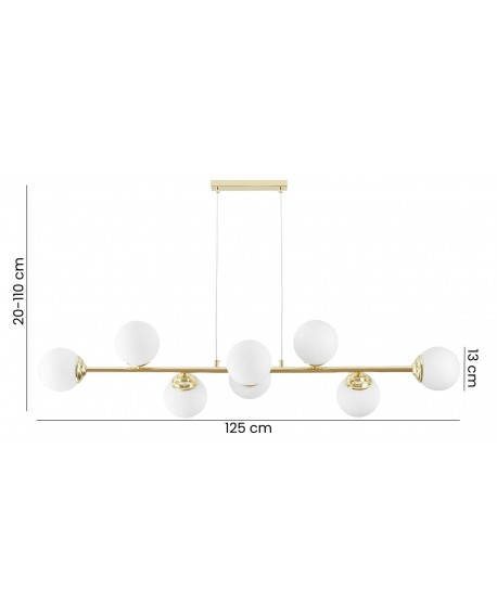 LAMPA WISZĄCA SUFITOWA ŻYRANDOL NOWOCZESNA ZŁOTO KLASYCZNE BIAŁE KULE FINO 8