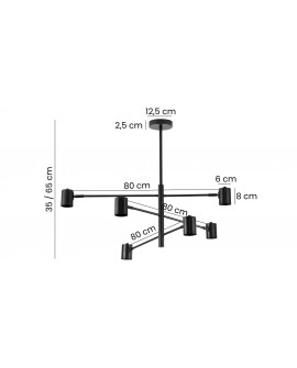 LAMPA SUFITOWA WISZĄCA NOWOCZESNA CZARNA DORA W6
