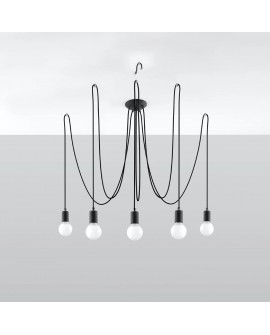 Żyrandol EDISON 5 czarny Sollux SL.0371