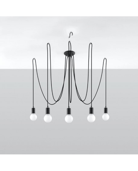 Żyrandol EDISON 5 czarny Sollux SL.0371
