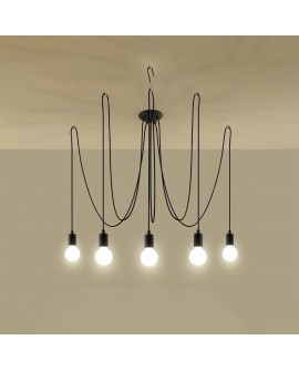 Żyrandol EDISON 5 czarny Sollux SL.0371