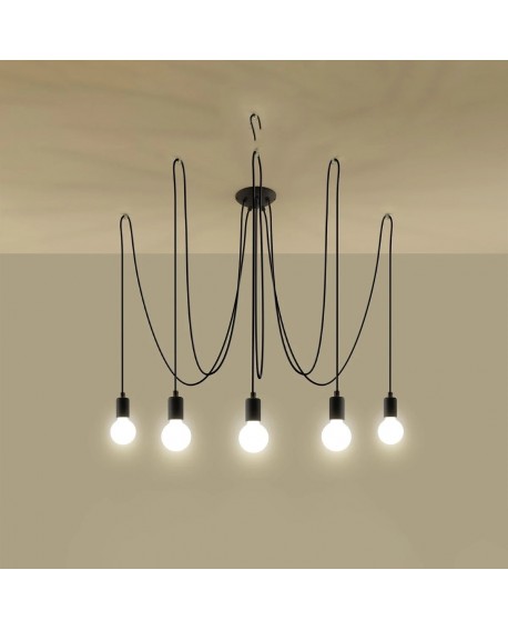Żyrandol EDISON 5 czarny Sollux SL.0371