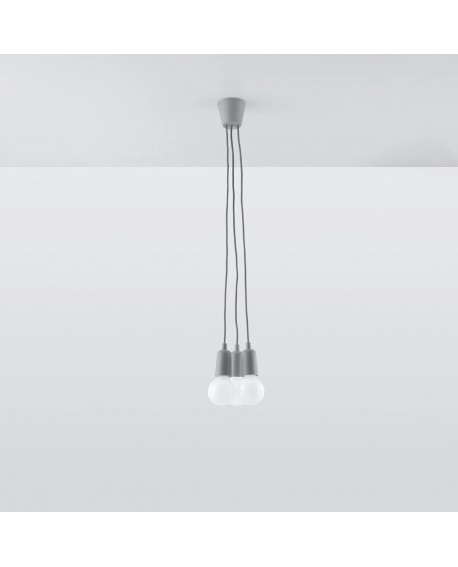 Lampa wisząca DIEGO 3 szara Sollux SL.0576