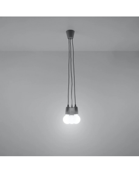 Lampa wisząca DIEGO 3 szara Sollux SL.0576