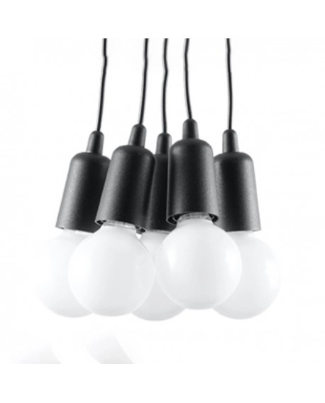 Lampa wisząca DIEGO 5 czarna Sollux SL.0574