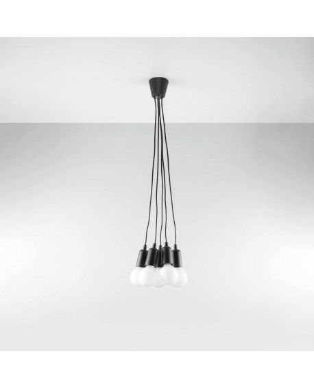 Lampa wisząca DIEGO 5 czarna Sollux SL.0574