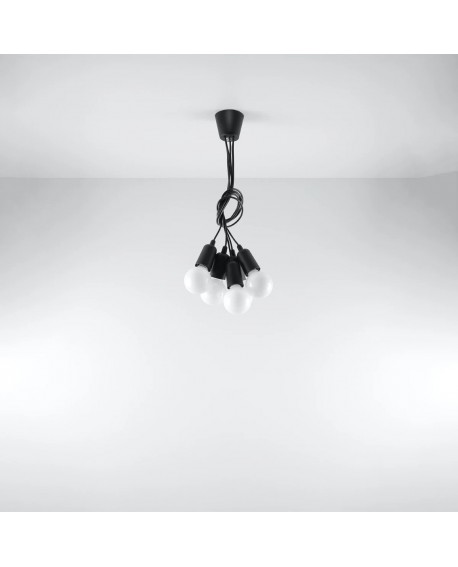 Lampa wisząca DIEGO 5 czarna Sollux SL.0574