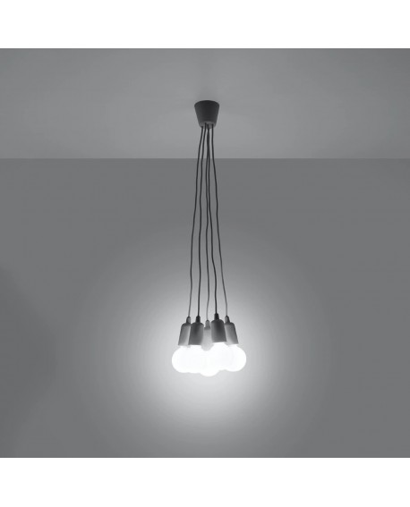 Lampa wisząca DIEGO 5 szara Sollux SL.0577