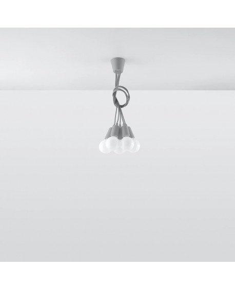 Lampa wisząca DIEGO 5 szara Sollux SL.0577
