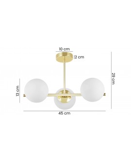 LAMPA SUFITOWA WISZĄCA NOWOCZESNA ZŁOTO KLASYCZNE BIAŁE KULE LEDO 3