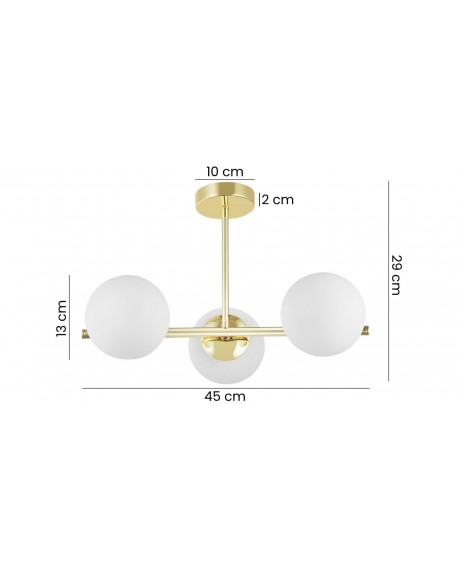 LAMPA SUFITOWA WISZĄCA NOWOCZESNA ZŁOTO KLASYCZNE BIAŁE KULE LEDO 3