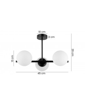 LAMPA SUFITOWA WISZĄCA NOWOCZESNA CZARNA BIAŁE KULE LEDO 3