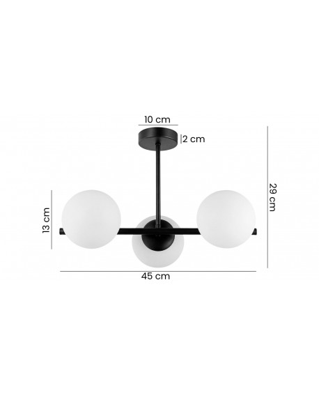 LAMPA SUFITOWA WISZĄCA NOWOCZESNA CZARNA BIAŁE KULE LEDO 3