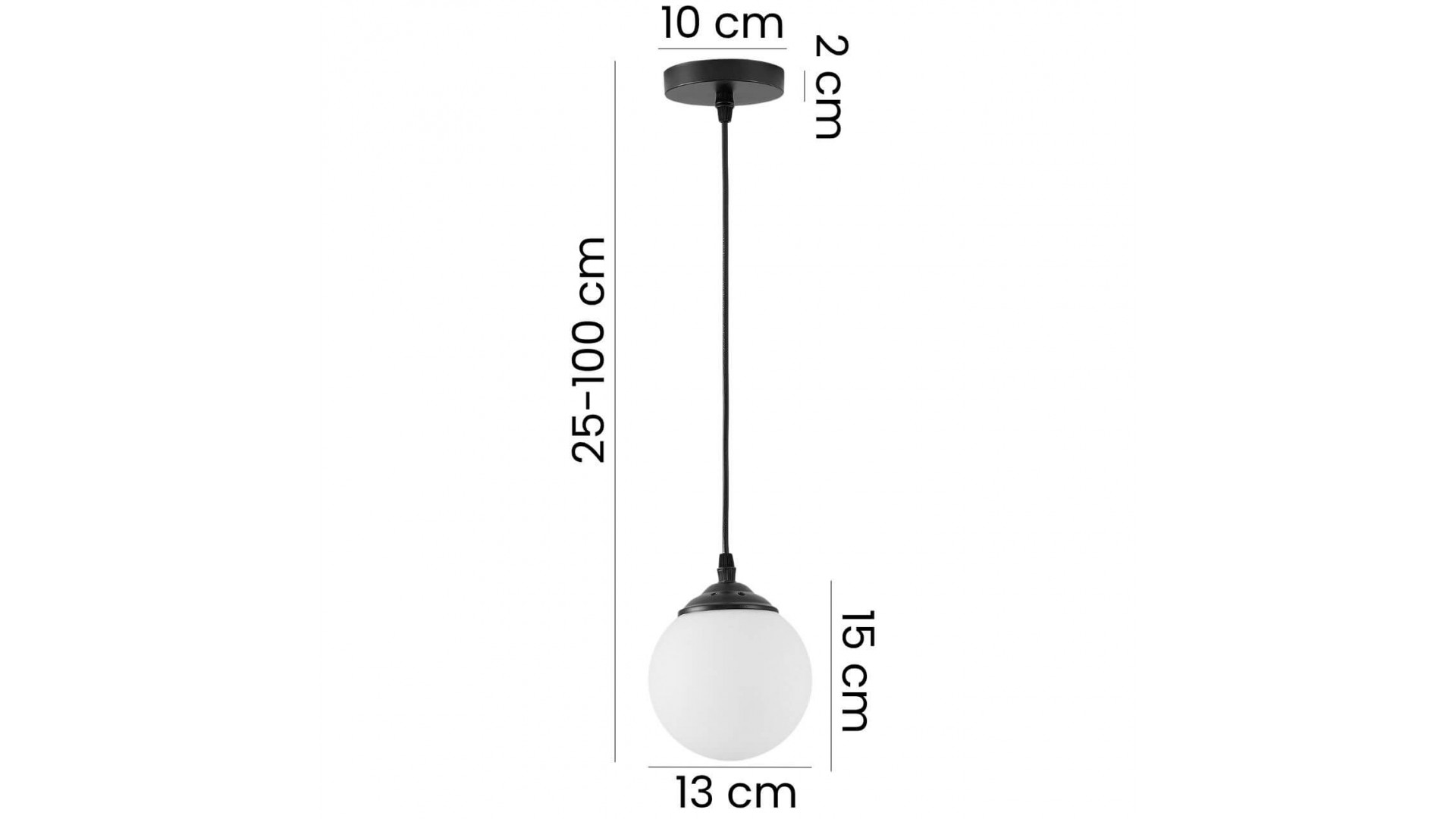 czarna lampa wisząca z jednym białym matowym mlecznym kloszem z możliwością regulacji wysokości 