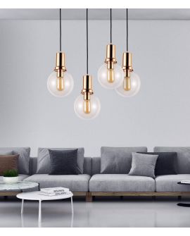 NOWOCZESNA LAMPA WISZĄCA PRZEZROCZYSTO-ZŁOTA DORITO D15 LUMINA DECO