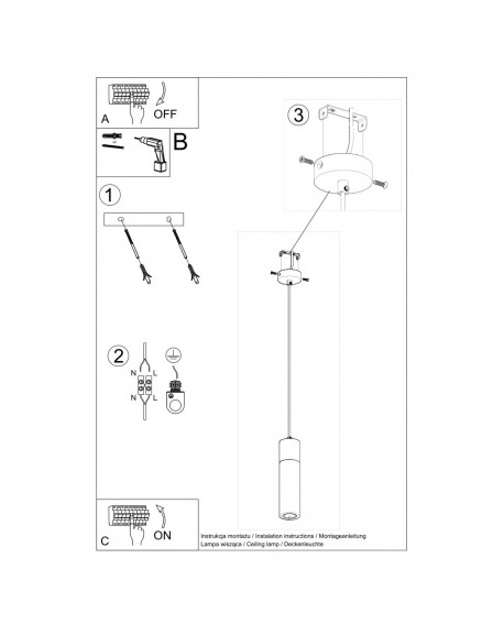Lampa wisząca ZANE 1 szara Sollux SL.0965