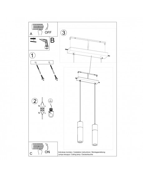 Lampa wisząca ZANE 2 szara Sollux SL.0966
