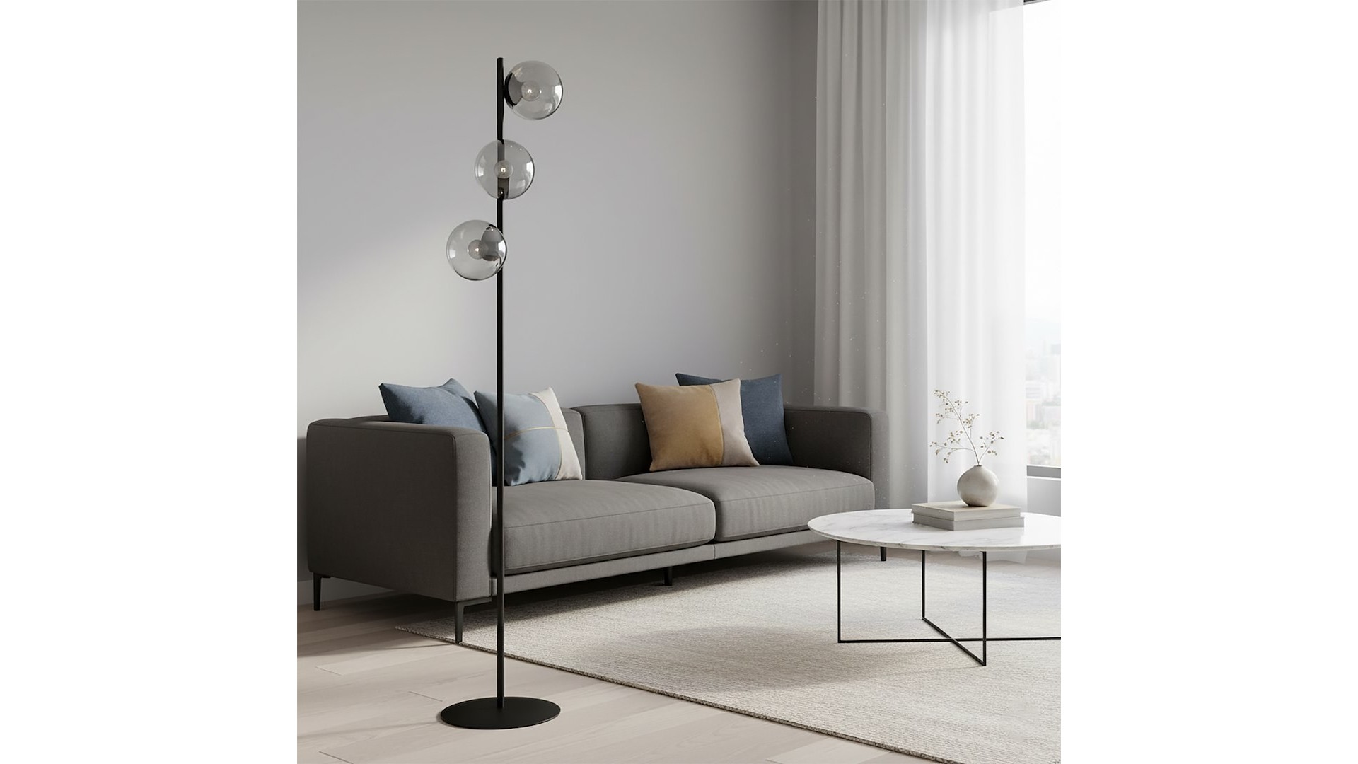 LAMPA PODŁOGOWA STOJĄCA ROSSI LP3 GRAFIT EMIBIG