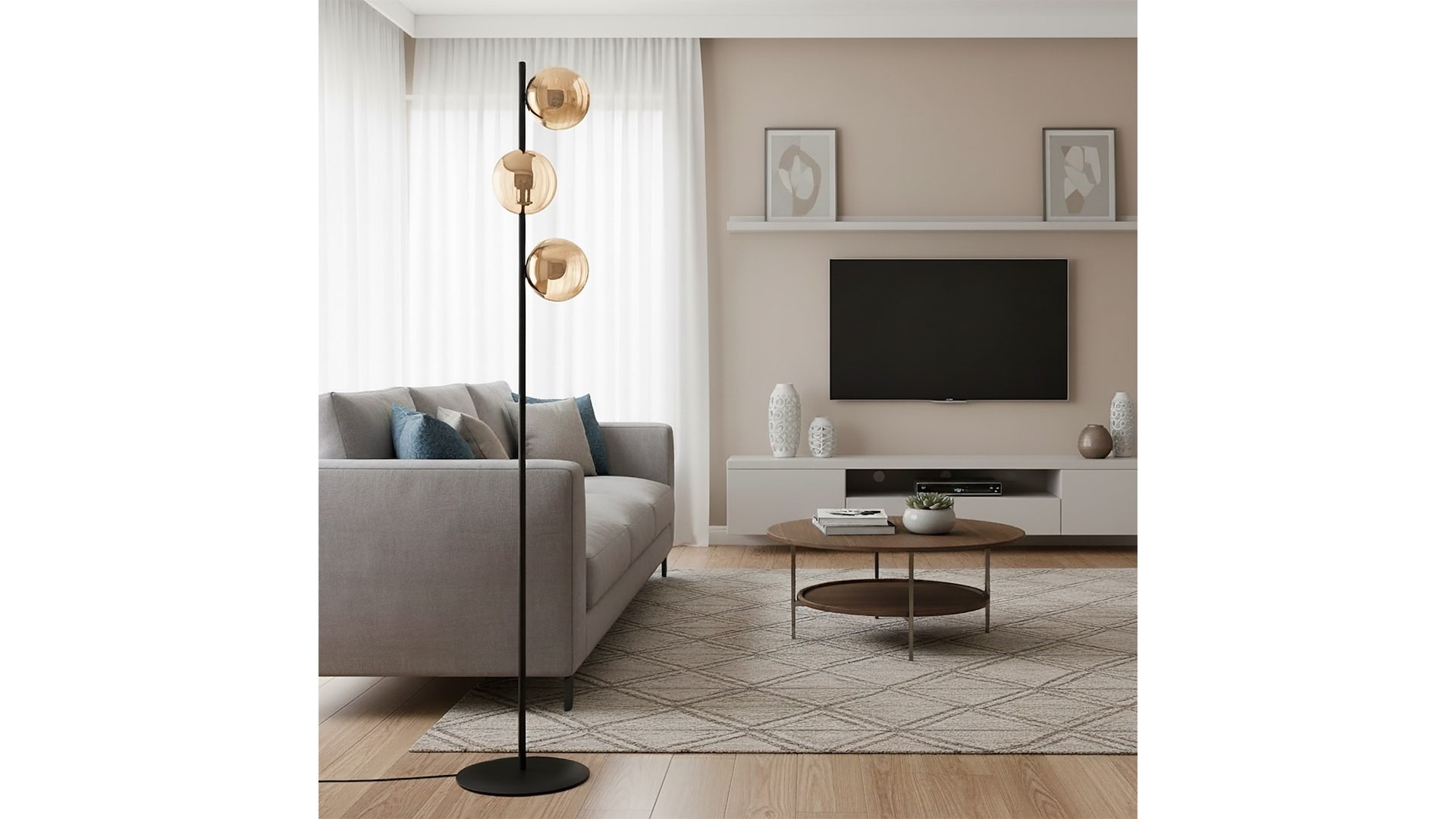 LAMPA PODŁOGOWA STOJĄCA ROSSI LP3 MIODOWY EMIBIG