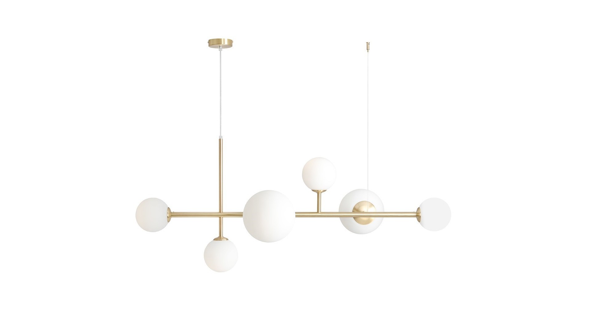 lampa wisząca dione 6 brass aldex – rzut techniczny lampy z wymiarami