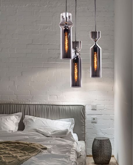 NOWOCZESNA LAMPA WISZĄCA SZKLANA SZARA VARIUS LUMINA DECO