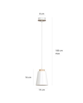LAMPA WISZĄCA BOLERO 1 BIAŁA EMIBIG