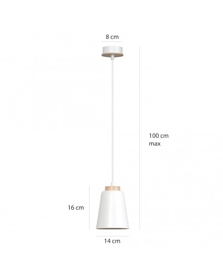 LAMPA WISZĄCA BOLERO 1 BIAŁA EMIBIG